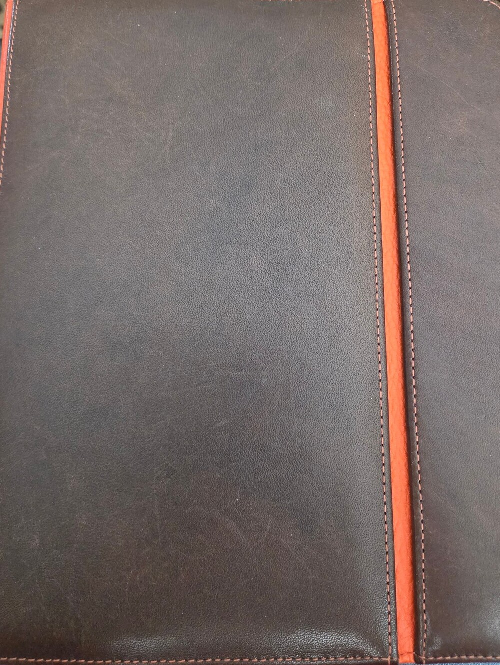 Knomo Apple iPad brown leather tablet folio with an orange accent stripe